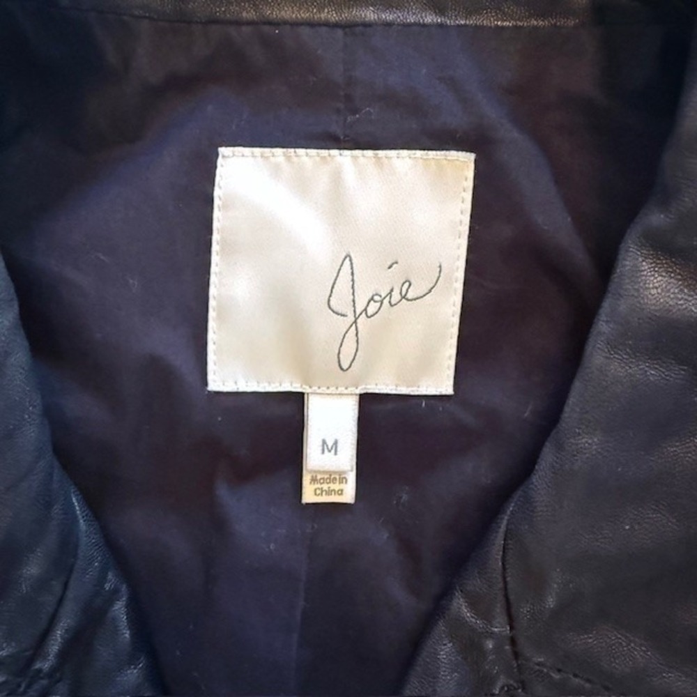 Joie Viva La Femme Black Lamb Leather Moto Jacket Floral Graphic  Size M - Picture 10 of 11